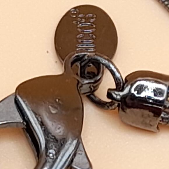 Chico's Red Glass Pendant Necklace, Snake Chains, Gunmetal Gray, 20" - Picture 9 of 11